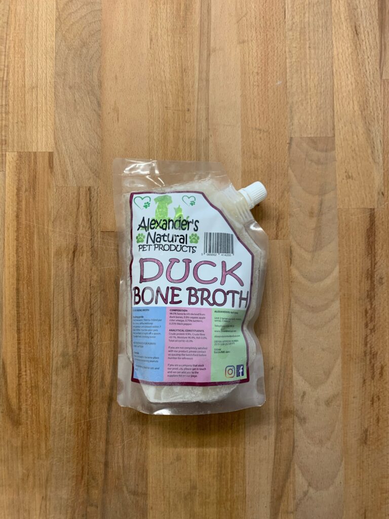 Duck bone shop broth for dogs